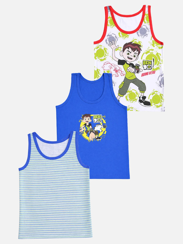 Boys Benten Innerwear Vest 100% Cotton Regular Fit Skin Friendly Lightweight Sleeveless for Everyday Comfort - Pack of 3