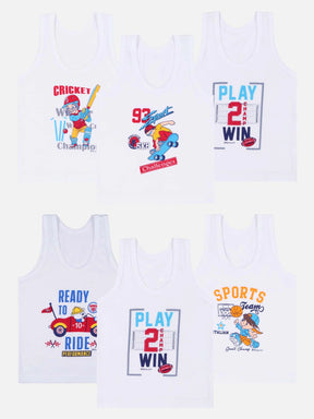 Boys Vest Round Neck Sleeveless Pack of 6 - Bodycare