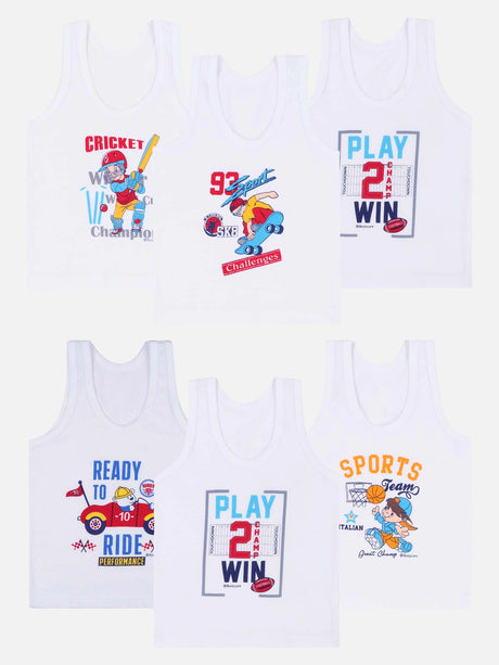 Boys Vest Round Neck Sleeveless Pack of 6 - Bodycare