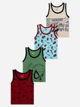 Boys Spiderman 100% Cotton Vest Round Neck Sleeveless Pack of 4