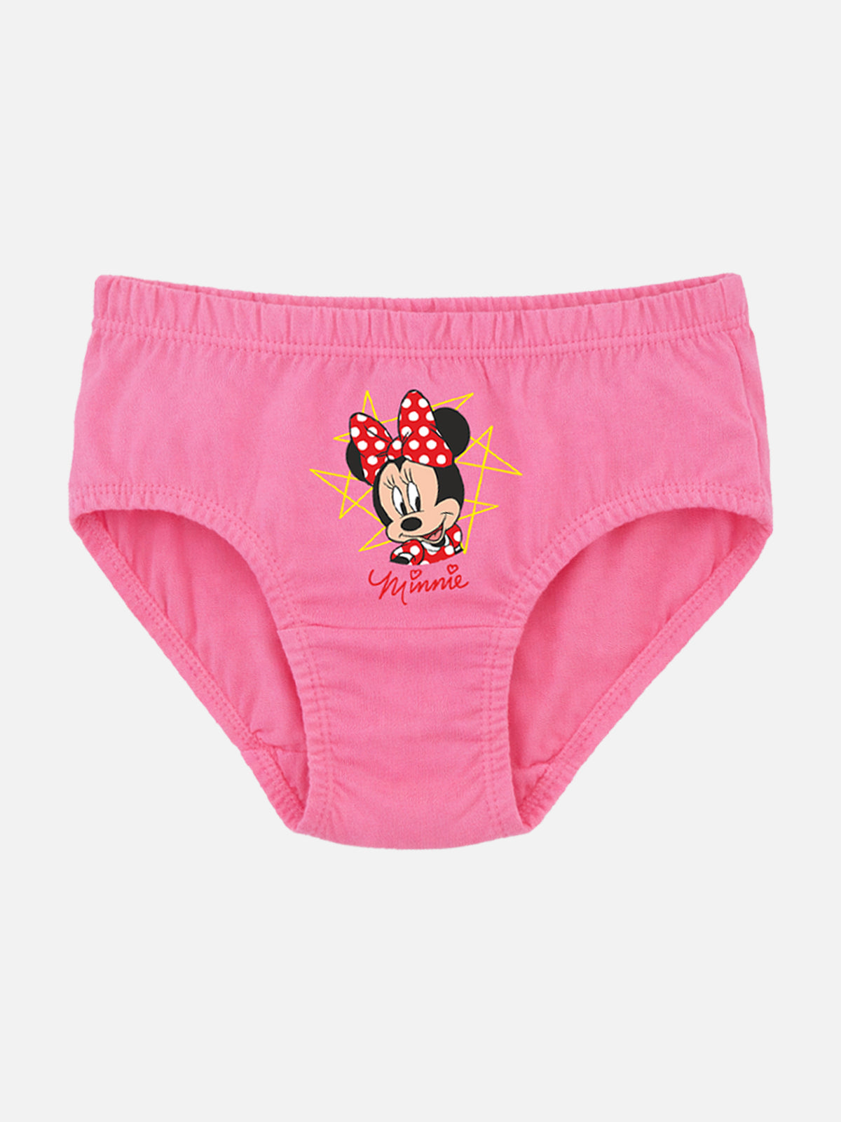 Girls Minnie & Friends Cotton Solid Innerwear Panty with Inner Elastic for Comfortable Everyday Fit - Pack of 5