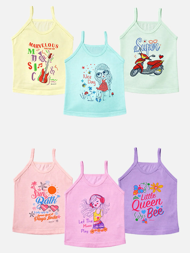 Girls Vest Dori Neck Sleeveless Pack of 6 - Bodycare