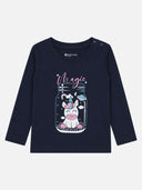 Baby Girls Shoulder Open T-Shirt Full Sleeves Casual Wear Top for Easy Dressing, Playtime and Regular Use