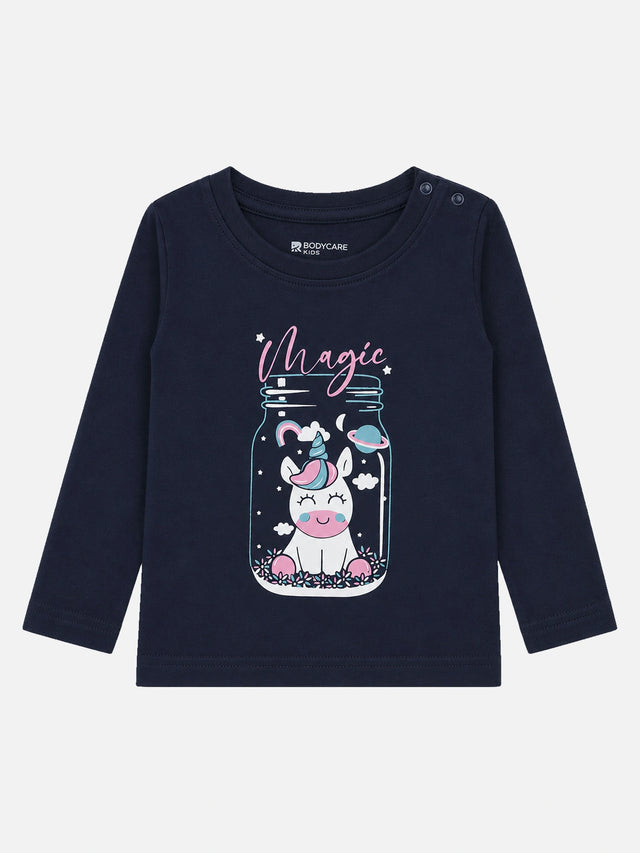 Baby Girls Shoulder Open T-Shirt Full Sleeves Casual Wear Top for Easy Dressing, Playtime and Regular Use