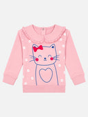 Baby Girls Terry Round Neck Sweatshirt with Regular Fit for Cozy Casual Wear and Everyday Comfort - Pack of 1