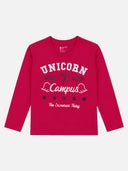 Girls Round Neck Full Sleeves Printed T-Shirt with Casual Styling, Easy Movement and Comfortable Regular Wear Appeal