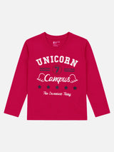 Girls Round Neck Full Sleeves Printed T-Shirt with Casual Styling, Easy Movement and Comfortable Regular Wear Appeal