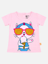 Baby Girls 100% Cotton Round Neck Half Sleeves T-Shirt with Soft Everyday Comfort and Casual Wear Styling