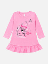 Baby Girls 100% Cotton Full Sleeve Frock with Breathable Fabric, Skin Friendly Regular Fit and Comfortable Wear - Pack of 1