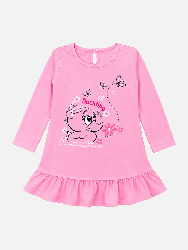 Baby Girls 100% Cotton Full Sleeve Frock with Breathable Fabric, Skin Friendly Regular Fit and Comfortable Wear - Pack of 1