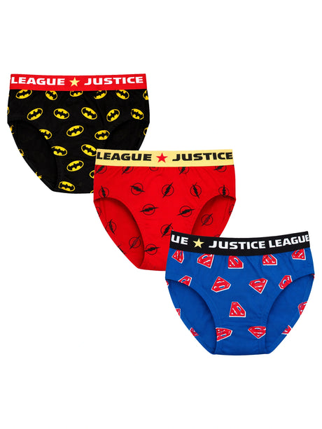 Boys Justice League 100% Cotton Brief Top Elastic Pack of 3 - Bodycare