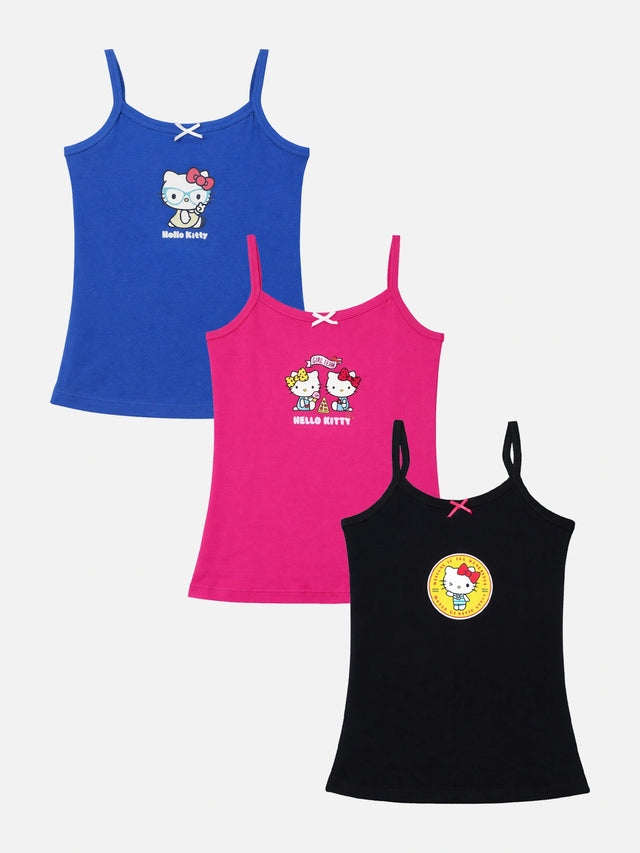 Girls 100% Cotton Round Neck Sleeveless Innerwear Vest for Everyday Comfort and Easy Layering - Pack of 3