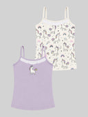 Girls 100% Cotton Sleeveless Innerwear Vest with Stretch for Everyday Comfort and Easy Layering - Pack of 2