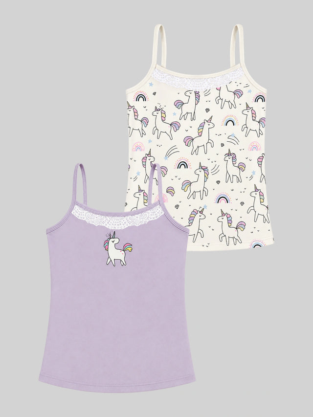 Girls 100% Cotton Sleeveless Innerwear Vest with Stretch for Everyday Comfort and Easy Layering - Pack of 2