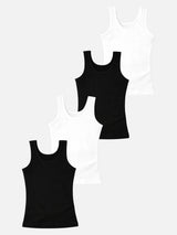 Girls Cotton Rib Vest Round Neck Sleeveless Pack of 4 - Bodycare