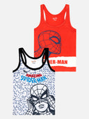 Boys Spiderman 100% Cotton Vest Round Neck Regular Fit Pack of 2