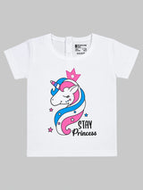 Baby Girls Cotton Round Neck Half Sleeve T-Shirt for Comfortable Casual Dressing and Regular Everyday Use - Pack of 1