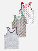 Boys Round Neck Sleeveless Innerwear Vest for Everyday Comfort, Regular Use and Easy Layering Under Clothing - Pack of 3