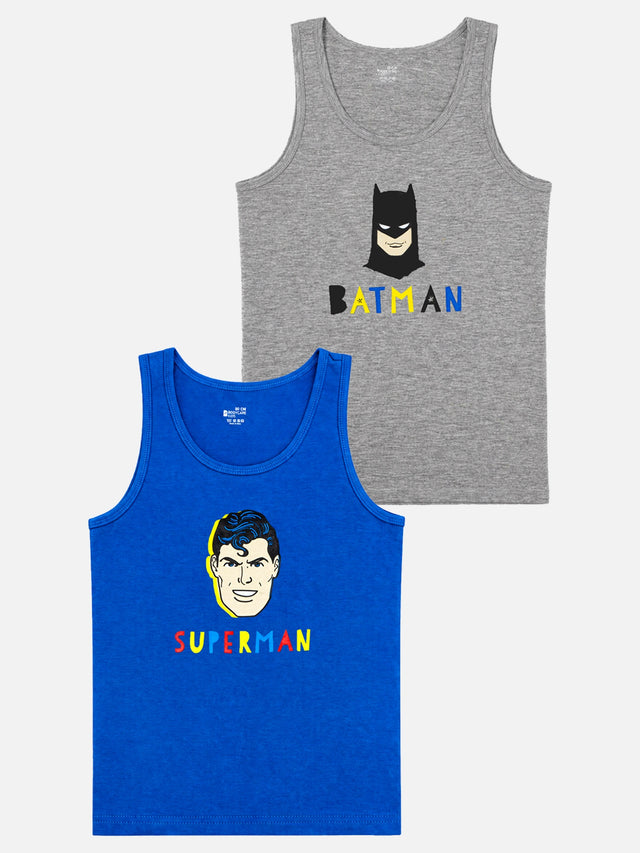 Boys 100% Cotton Round Neck Vest with Regular Fit for Comfortable Everyday Innerwear Use - Pack of 2