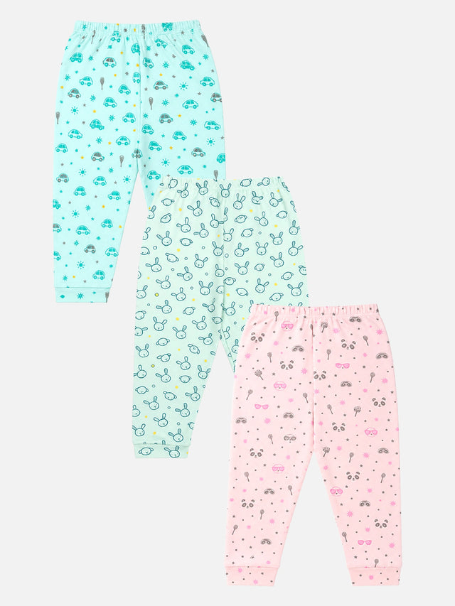 Baby All Over Print Pyjama Bottom Wear for Comfortable Sleepwear, Easy Movement and Daily Use - Pack of 3