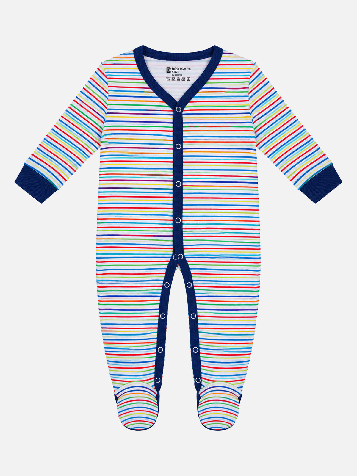 Unisex Baby 100% Cotton Front Open Full Sleeve Romper with Sleepsuit Comfort and Easy Dressing for Everyday Use