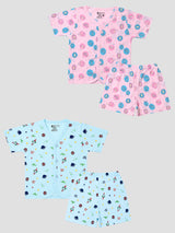 Baby 100% Cotton Spandex Front Open Short Suit with Half Sleeves for Easy Dressing and Everyday Comfort