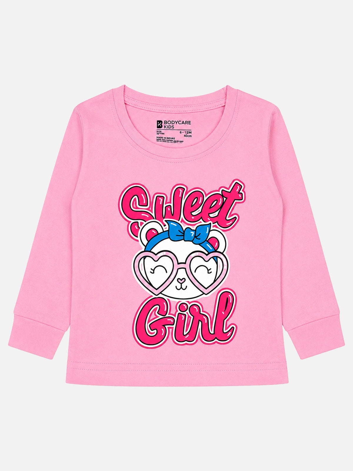Baby Girls Solid T-Shirt Round Neck Full Sleeves Casual Wear Top for Playtime, Travel and Everyday Outfits - Pack of 1