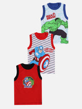 Boys Avengers Vest Round Neck Sleeveless Pack of 3