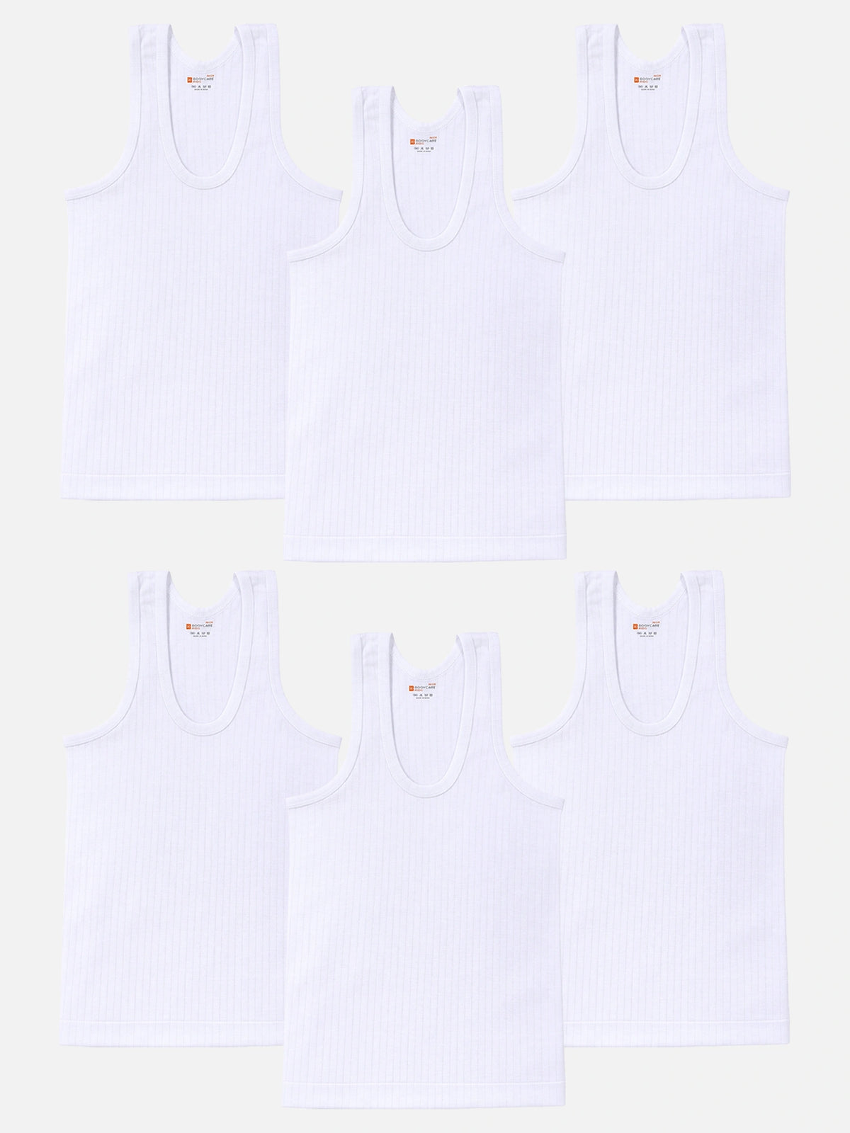 Boys Innerwear Vest Round Neck Sleeveless for Everyday Innerwear Comfort, Easy Layering and Regular Use - Pack of 6