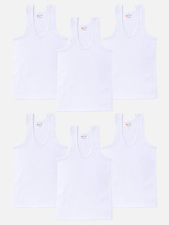 Boys Innerwear Vest Round Neck Sleeveless for Everyday Innerwear Comfort, Easy Layering and Regular Use - Pack of 6