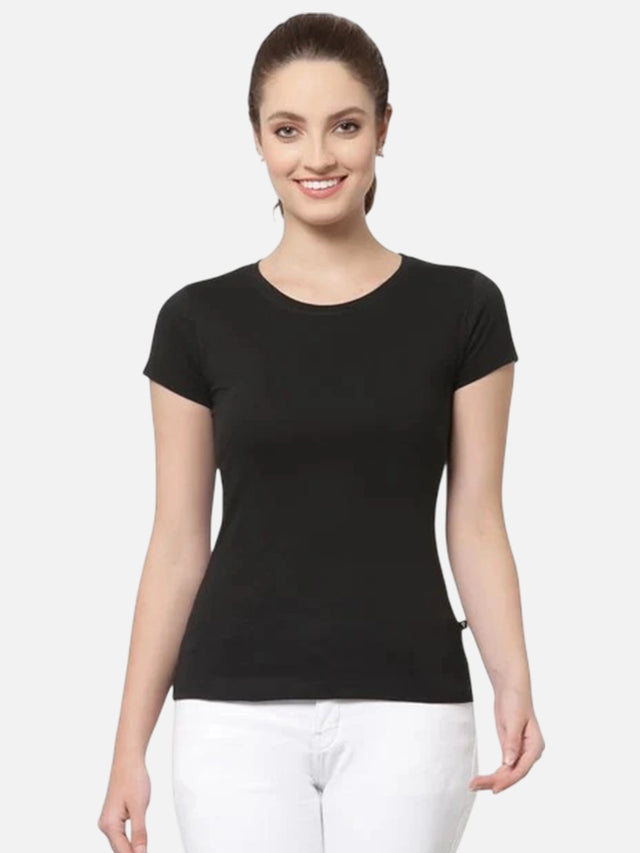Women Solid T-Shirt Round Neck Half Sleeves with Casual Styling for Everyday Wear and Easy Layering Comfort