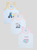 Baby Boys Round Neck Sleeveless Vest Innerwear for Soft Everyday Comfort, Easy Dressing and Regular Use - Pack of 3