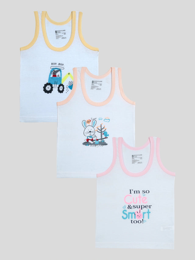 Baby Boys Round Neck Sleeveless Vest Innerwear for Soft Everyday Comfort, Easy Dressing and Regular Use - Pack of 3