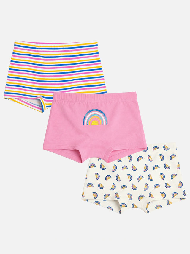 Girls 100% Cotton Boyshorts Inner Elastic Pack of 3 - Bodycare