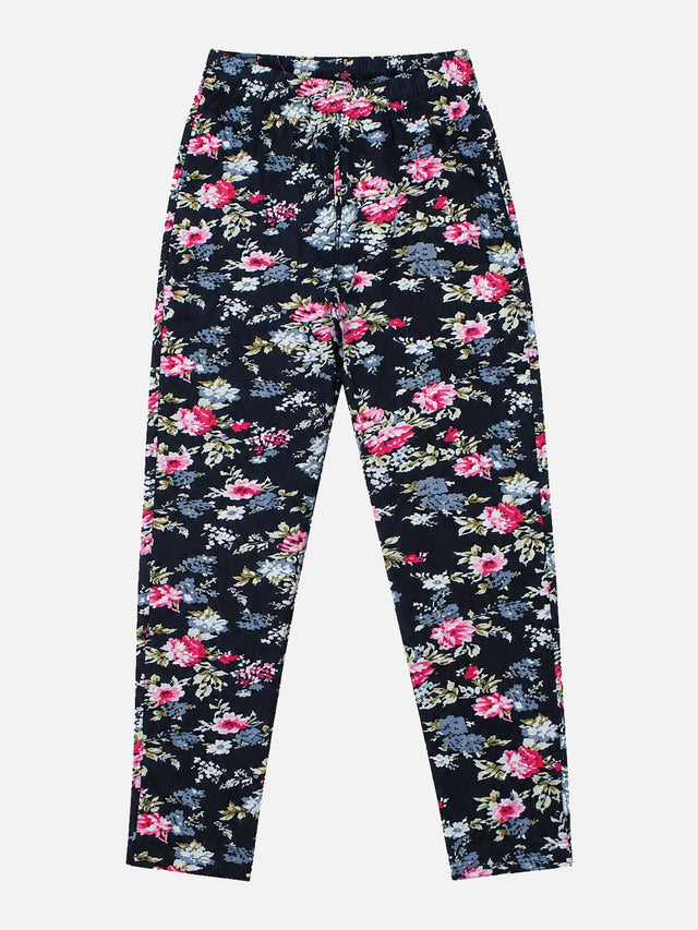Girls 100% Cotton Printed Track Pant with Side Pockets for Casual Wear, Lounge Comfort and Easy Movement