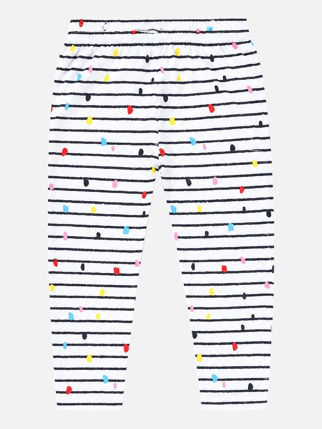 Girls 100% Cotton Printed Track Pant with Side Pockets and Regular Fit Jogger Styling for Comfortable Kids Activewear