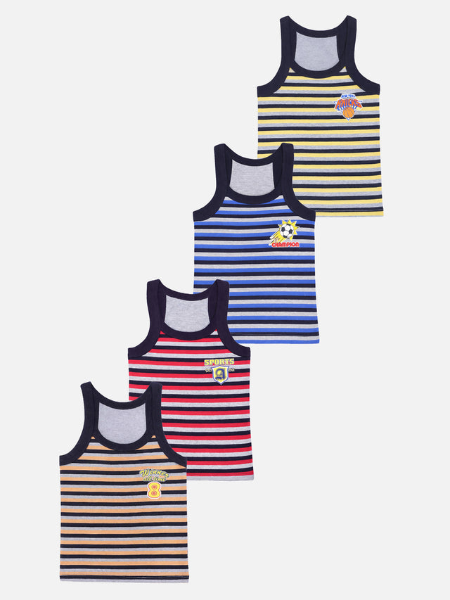 Boys Vest Round Neck Sleeveless Pack of 4 - Bodycare