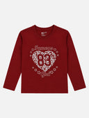 Girls Round Neck Full Sleeves Printed T-Shirt with Casual Styling, Easy Movement and Comfortable Regular Wear Appeal