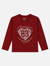 Girls Round Neck Full Sleeves Printed T-Shirt with Casual Styling, Easy Movement and Comfortable Regular Wear Appeal