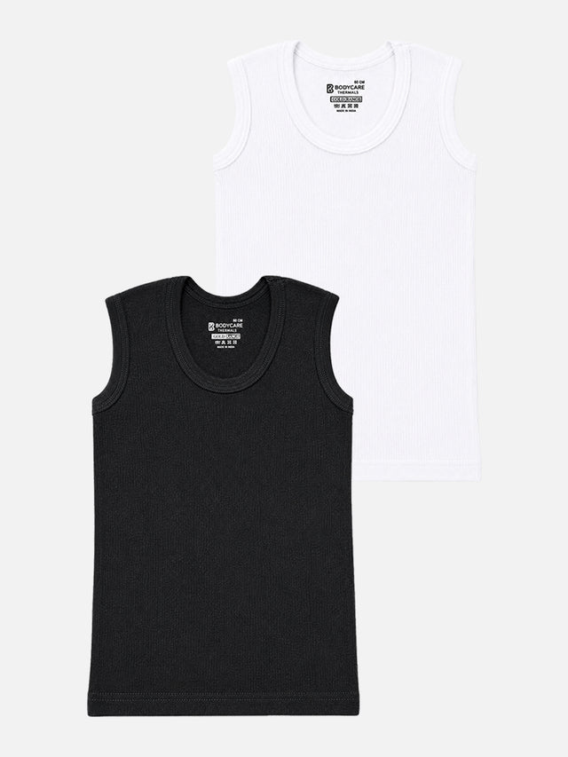 Boys Round Neck Sleeveless Thermal Top with Warm Comfort, Easy Innerwear Fit and Winter Essential Styling - Pack of 2