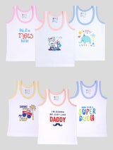 Baby Boys Round Neck Sleeveless Vest for Comfortable Innerwear Essentials, Regular Use and Under-Shirt Wear - Pack of 6