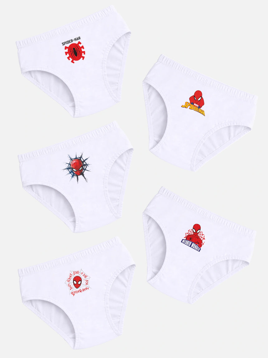 Baby Boys Spiderman 100% Cotton Brief Inner Elastic Pack of 5