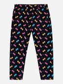 Girls 100% Cotton Printed Track Pant with Side Pockets and Regular Fit Jogger Styling for Comfortable Kids Activewear