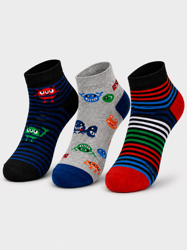 Boys Antibacterial Super Soft Socks for Everyday Comfort, Regular Wear and Casual Wardrobe Use - Pack of 3