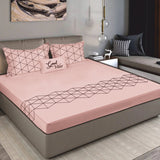 Bodycomfy 100% Cotton Hosiery King Size Fitted Bedsheet – Geometrical Panel Print