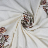 King Size Cotton Bedsheet Floral Handblock Ivory