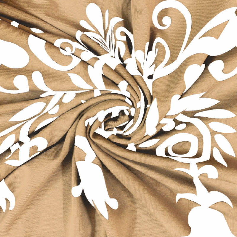 Bodycomfy 100% Cotton Hosiery King Size Fitted Bedsheet – Motif Panel Print