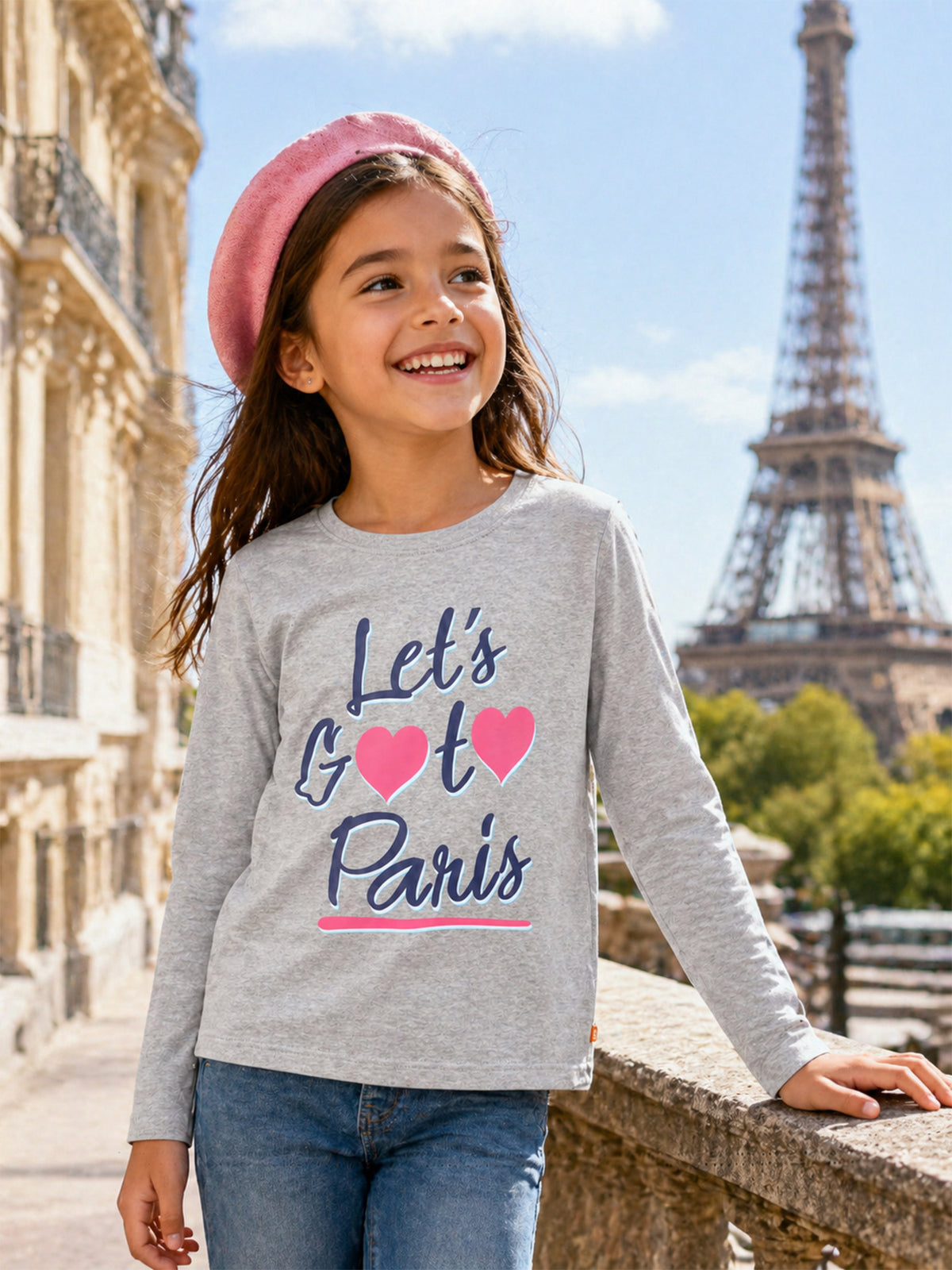 Girls 100% Cotton T-Shirt with Round Neck and Full Sleeves for Comfortable Casual Wear and Regular Use - Pack of 1