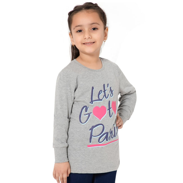 Girls 100% Cotton T-Shirt Round Neck Full Sleeves Pack of 1 - Bodycare