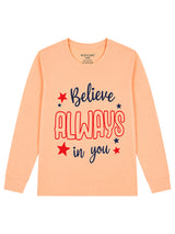 Girls 100% Cotton T-Shirt with Round Neck and Full Sleeves for Comfortable Casual Wear and Regular Use - Pack of 1